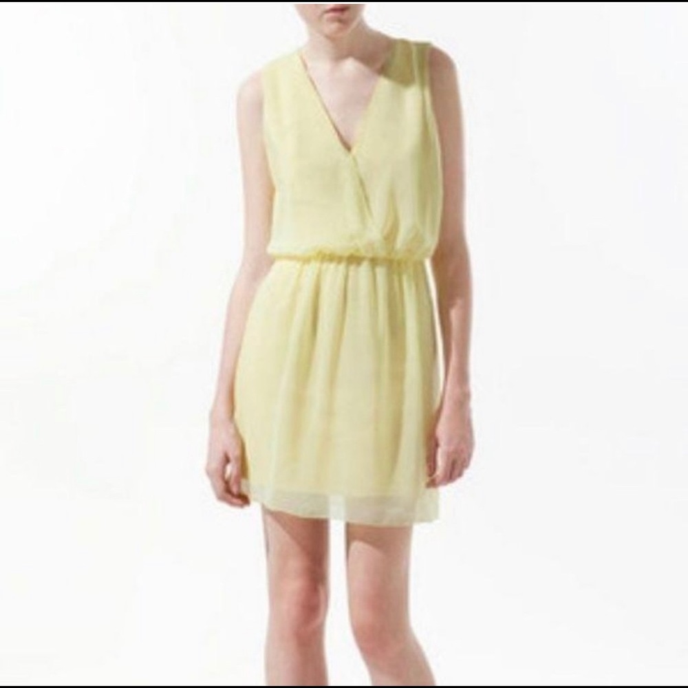 Zara Open Back Yellow Cocktail Dress Size Small
